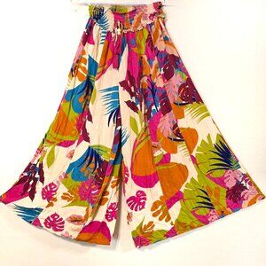 True Destination Tropical Print Wide Leg Pants